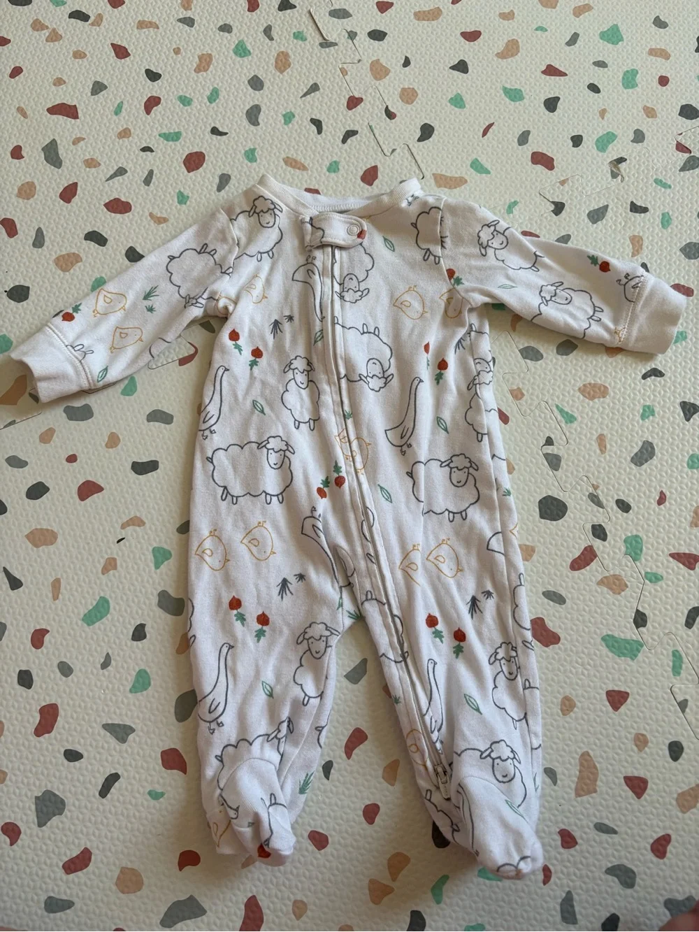Unbranded White Sheep Print Baby One-Piece Pajamas